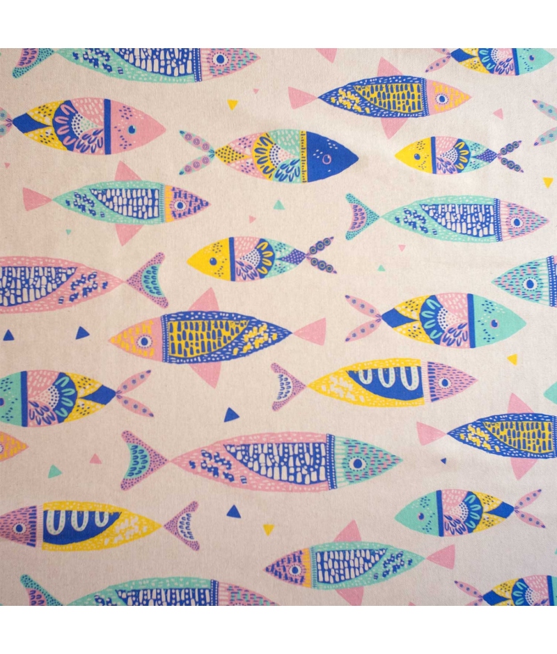 Tela Katia Canvas Colour Fishes Peces Multicolor
