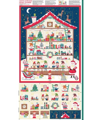 Panel Makower Let It Snow Christmas Calendario Adviento Dorado Metalico 2227-1