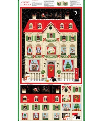 Panel Makower Casa Christmas Calendario Adviento Dorado Metalico 2133-1